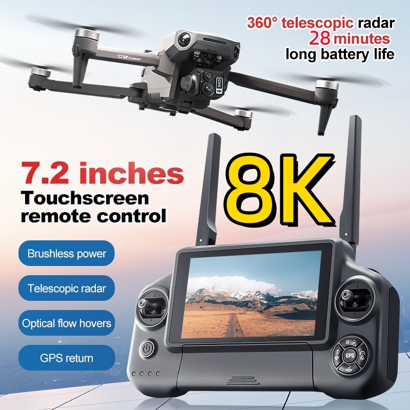 Drone Gimbal 3 Axis - โดรนควอดคอปเตอร์ 8K 3 แกนกันสั่น พร้อมจอสัมผัส 7.2