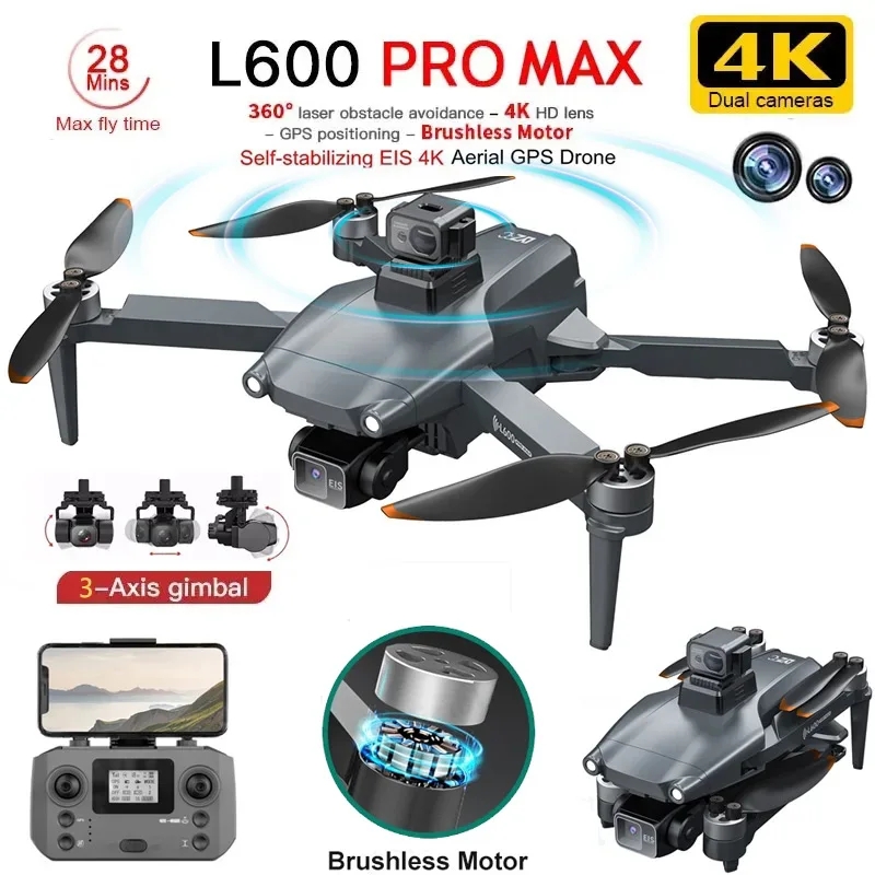 Drone Gimbal 3 Axis - L600 PRO MAX GPS Drone Professional